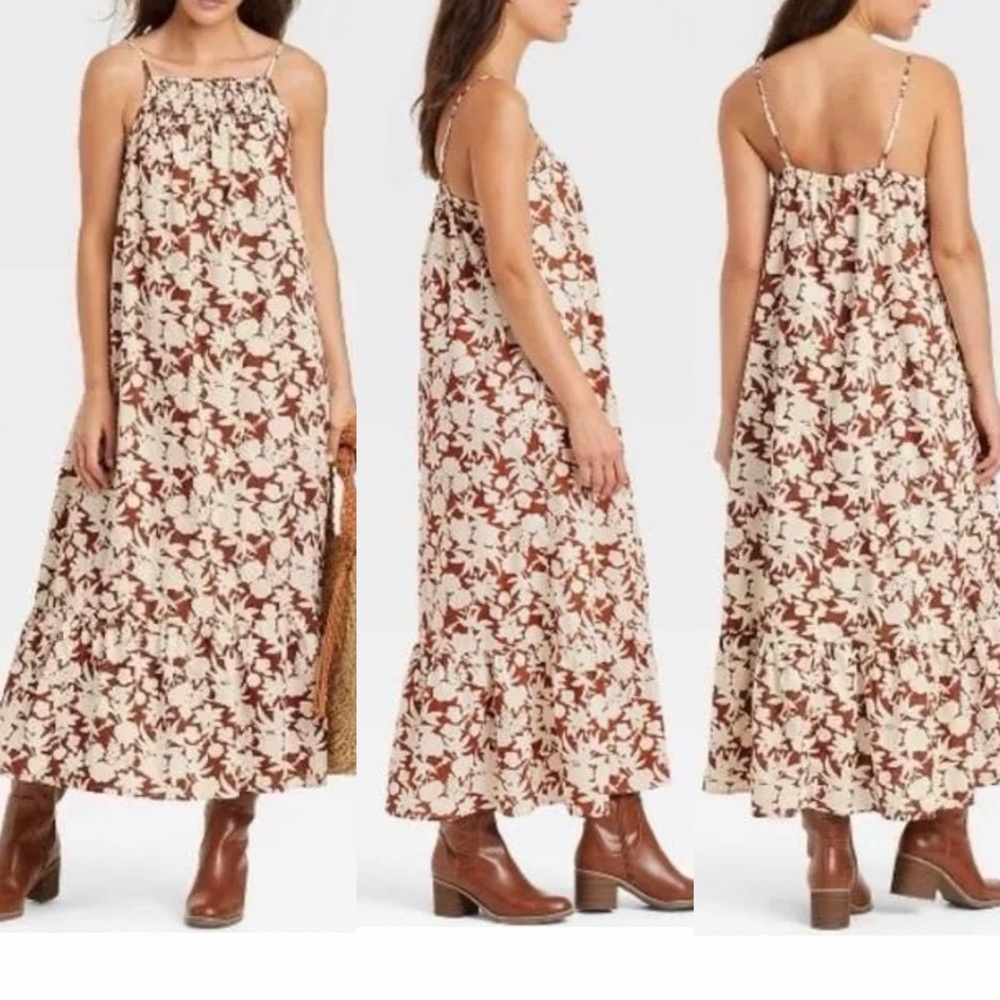 Universal Thread Cream And Rust Maxi Sundress - image 1
